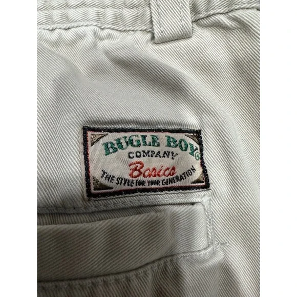 Bugle Boy Mens Pleated Chino Pants 38x32 Khaki Tan Cotton Twill Vintage Basics - Picture 8 of 10